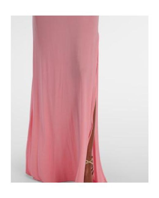Alex Perry Pink Gathered One-Shoulder Jersey Gown