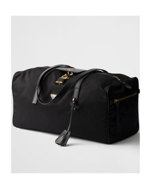 Prada Black Triangle-Logo Zipped Large Luggage