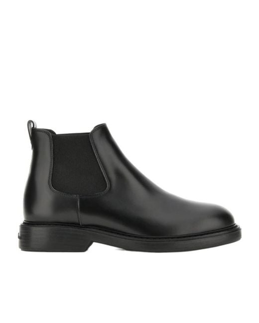 Hogan Black Round Toe Slip-On Boots for men