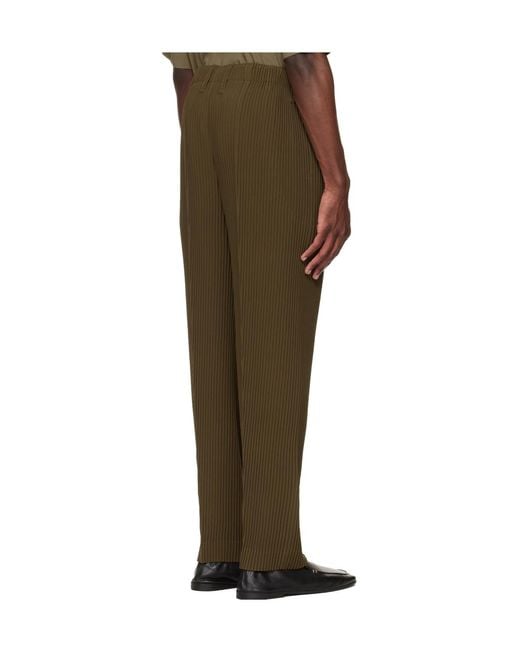 Homme Plissé Issey Miyake Green Homme Plissé Issey Miyake Tuxedo Pleated Pants for men