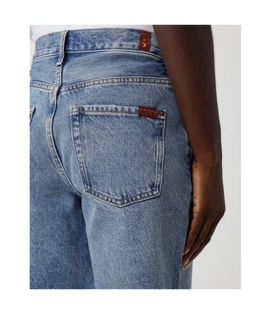 7 For All Mankind Blue Lola Distressed Shorts