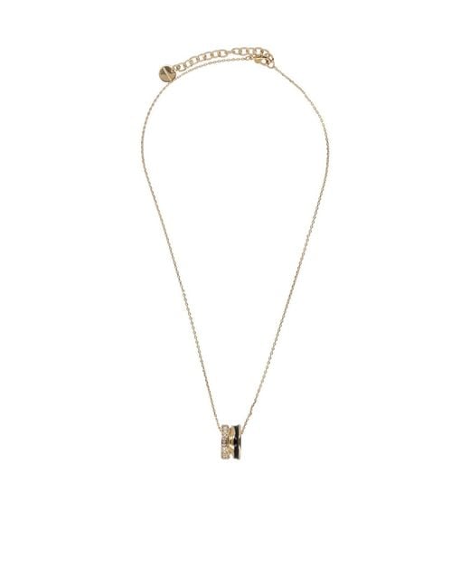 Ferragamo White Ferragamo Ring Pendant Embellished Necklace
