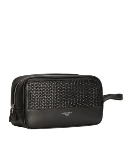 Dolce & Gabbana Black Woven Beauty Case for men