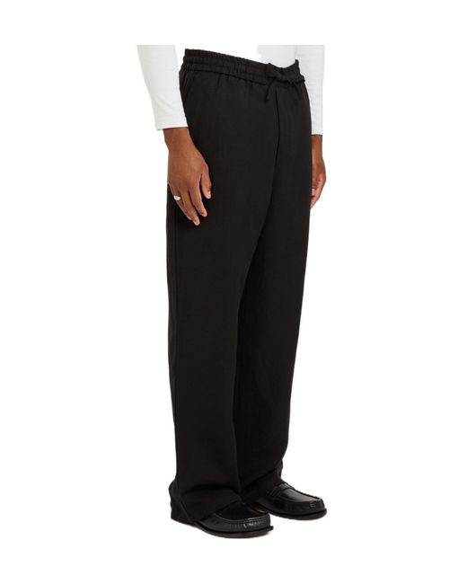 AMI Black Wide-Leg Woven Trousers for men