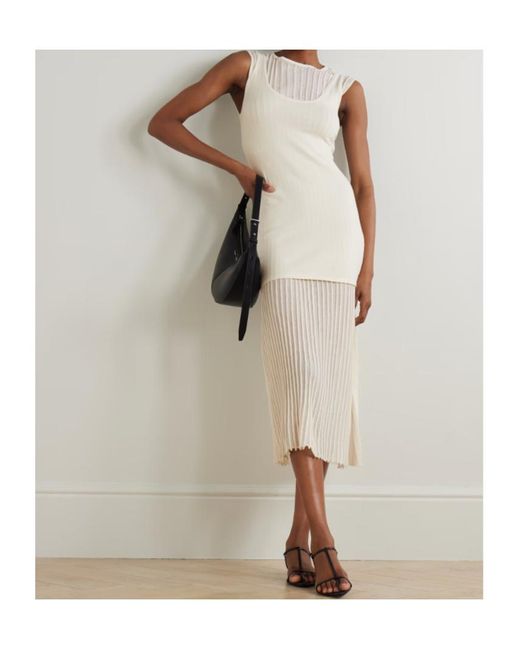 Loulou de Saison White Ada Ribbed Knit Dress