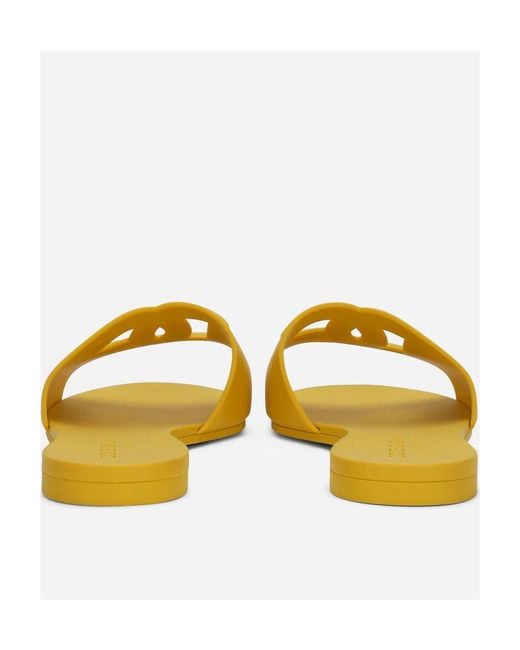 Dolce & Gabbana Yellow Logo Cut-Out Open-Toe Slides