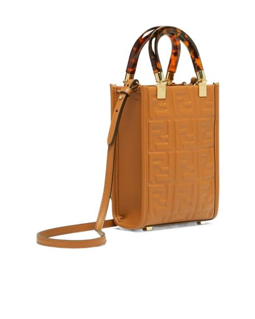 Fendi Brown Leather Mini-Bag With Ff Motif