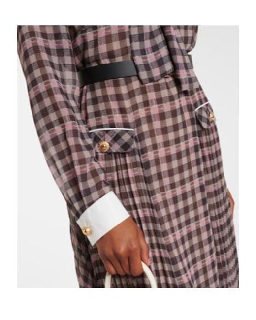 Self-Portrait Multicolor Plaid Waist-Tightening Dress