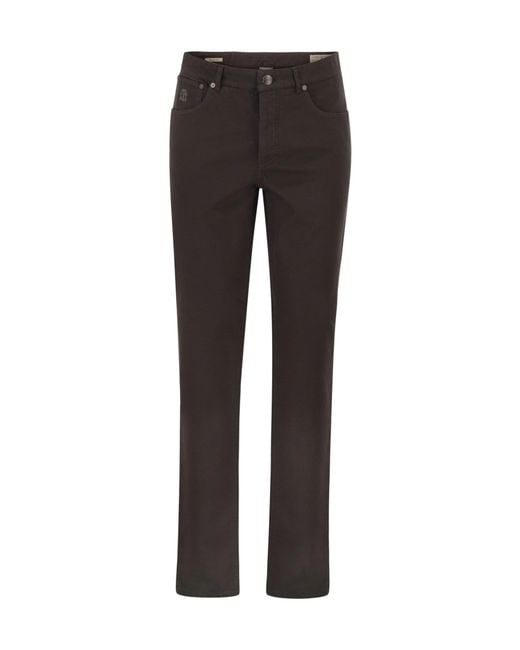 Brunello Cucinelli Gray Garment-Dyed Five-Pocket Trousers for men