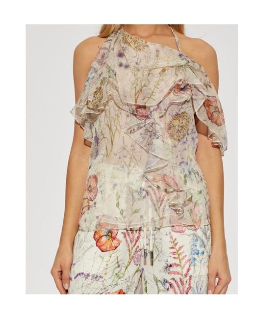 McQueen Natural Meadow Floral Print Asymmetric Top
