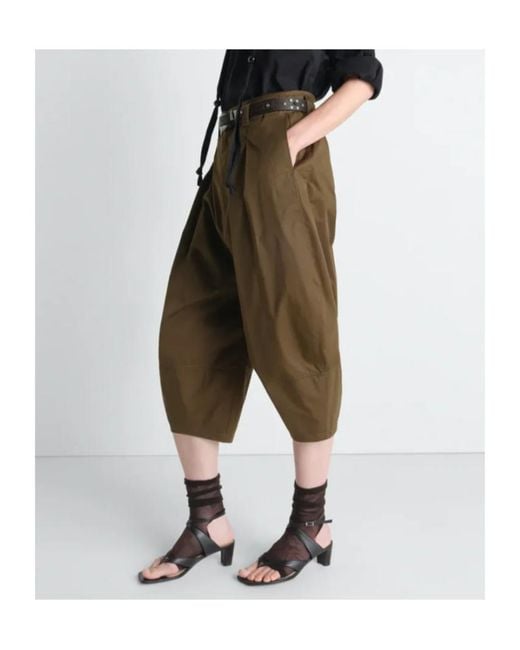 Lemaire Green Pleat Detailed Balloon Bermuda Shorts