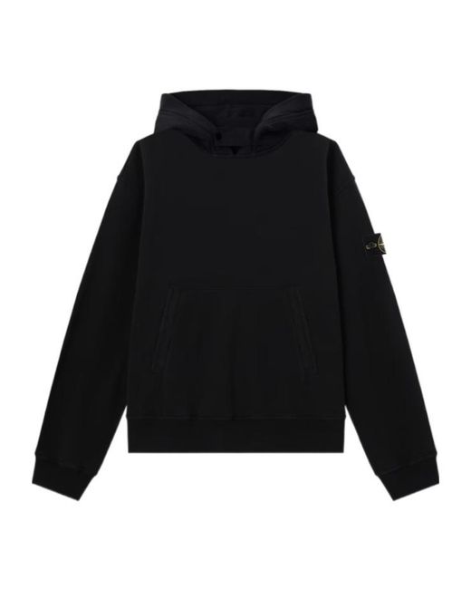 Stone Island Black Logo-Patch Pouch-Pocket Hoodie for men