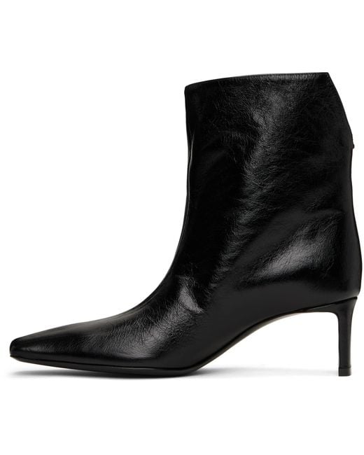 Khaite Black Squared Toe Ankle Boots