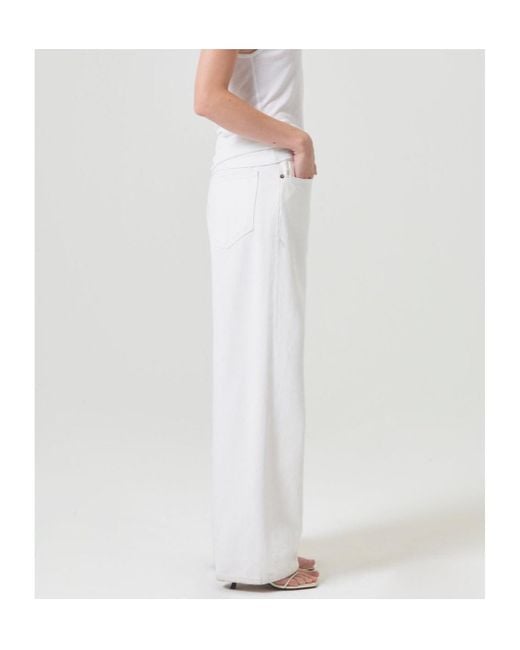 Agolde White Low Slung Baggy Wide Leg Jeans
