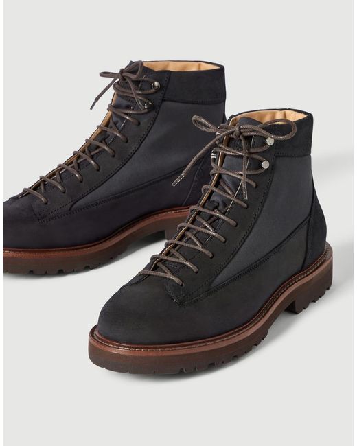 Brunello Cucinelli Black Suede And Techno Fabric Urban Outdoor Boots for men