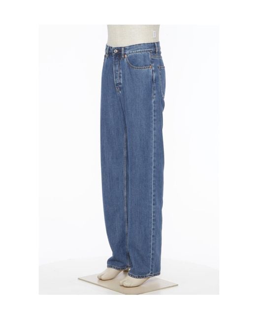 Valentino Blue Logo Patch Straight-Leg Jeans for men