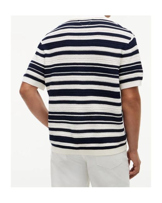 Tommy Hilfiger Blue Striped Knit Short-Sleeve Shirt for men
