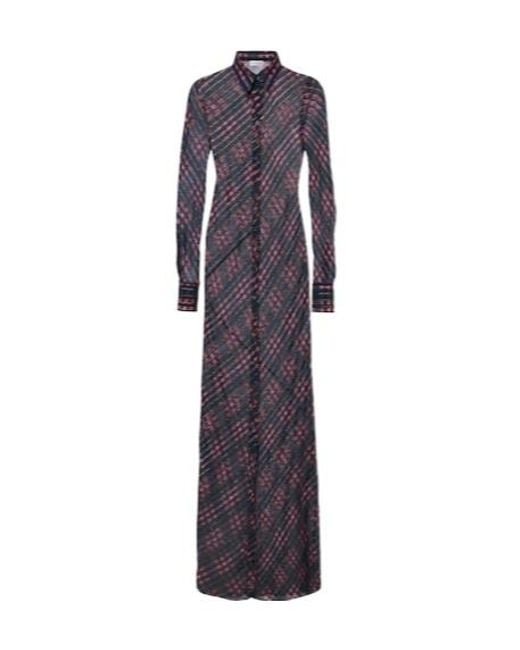 Dries Van Noten Blue Checked Lamé Shirt Dress