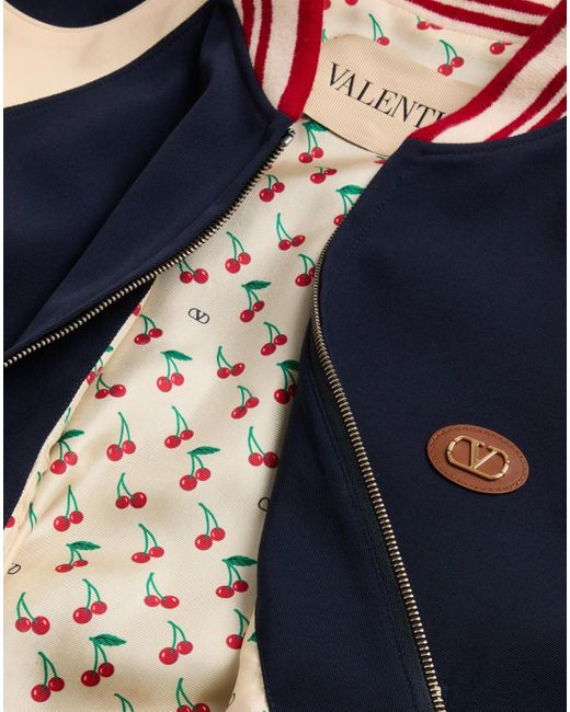 Valentino Blue Vlogo Patch Zip-Up Jacket for men