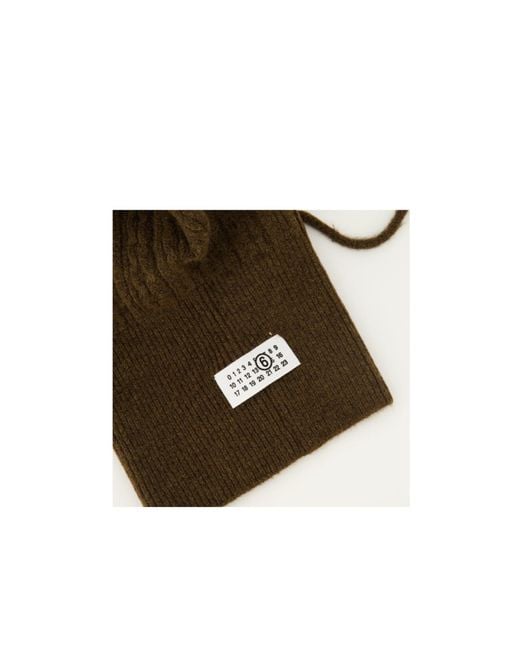 MM6 by Maison Margiela Green Numeric Patch Cable Knitted Hat for men