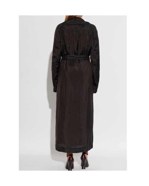 Dries Van Noten Black Double-Breasted Trench Coat