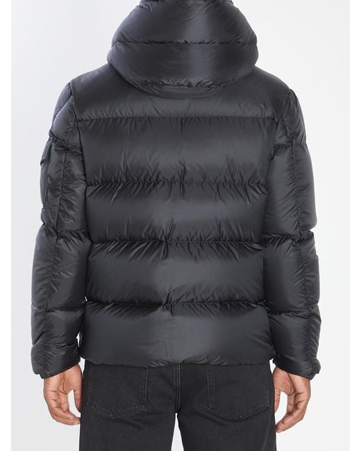Moncler Gray Logo Patch Hooded Puffer Jacket for men