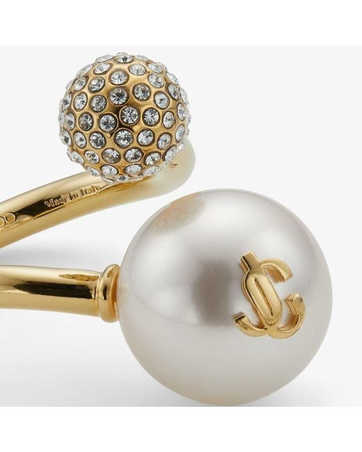 Jimmy Choo White Auri Embellished Ring