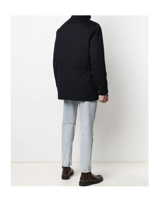 Brunello Cucinelli Blue Detachable Hood Padded Coat for men