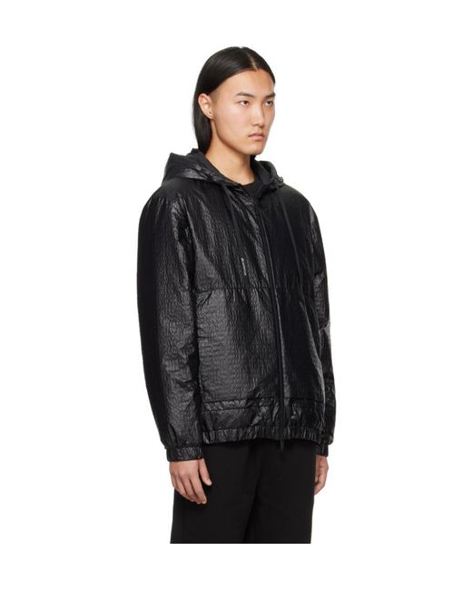 Moncler Black Zip-Up Drawstring Hooded Jacket for men