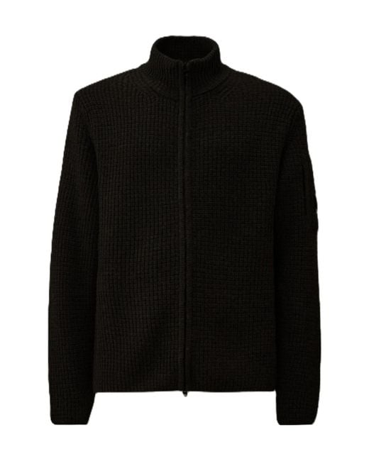 C P Company Black Lens Detail Full Zip Cardigan for men