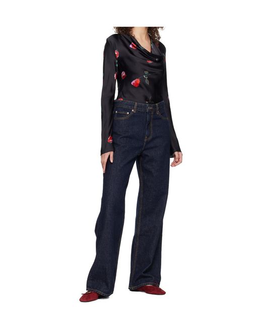 Ganni Blue Izey Straight Leg Jeans