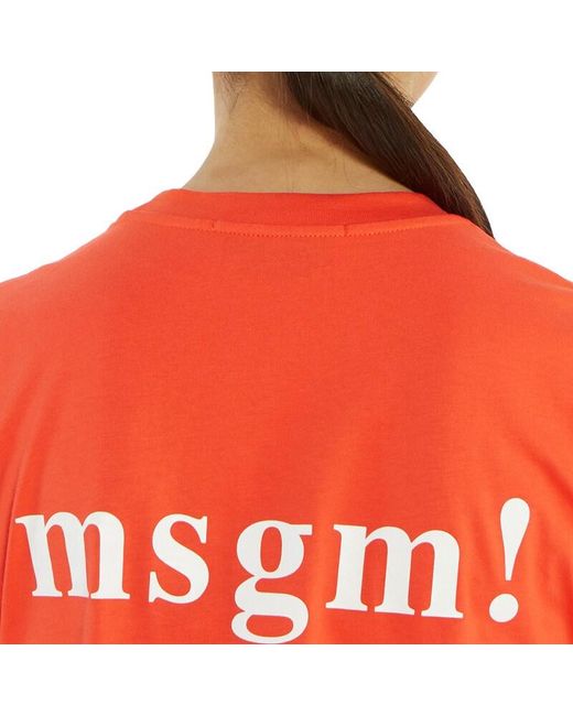 MSGM Orange Logo Details T-Shirt