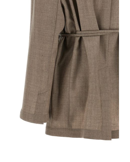 Brunello Cucinelli Brown Belted Single-Breasted Blazer