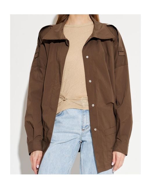 IRO Brown Collared Long-Sleeved Casual Jacket