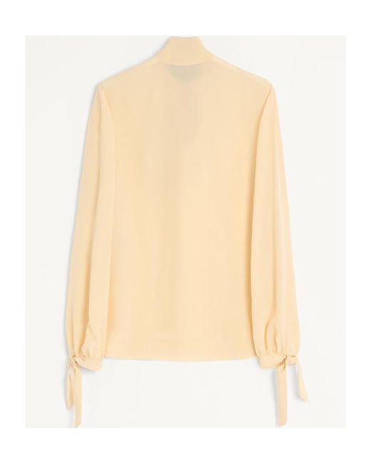 Valentino Natural Tie Neck Long-Sleeved Blouse