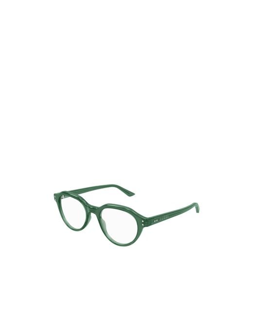Gucci Green Eyewear Round Frame Glasses for men