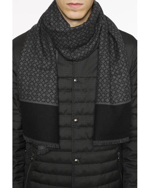 Ferragamo Black Ferragamo Gancini Monogram Scarf for men