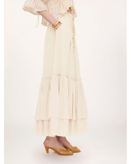 Chloé White Chloé Tiered Maxi Skirt