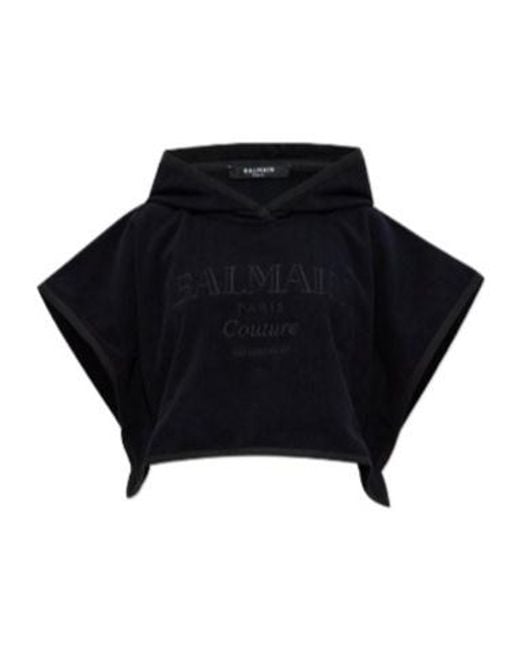 Balmain Black Cropped Poncho