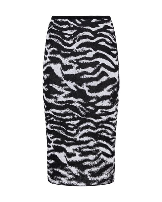 The Attico Black Zebra-Print Skirt