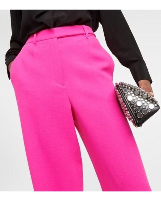 Alexandre Vauthier Pink Wool Wide-Leg Pants
