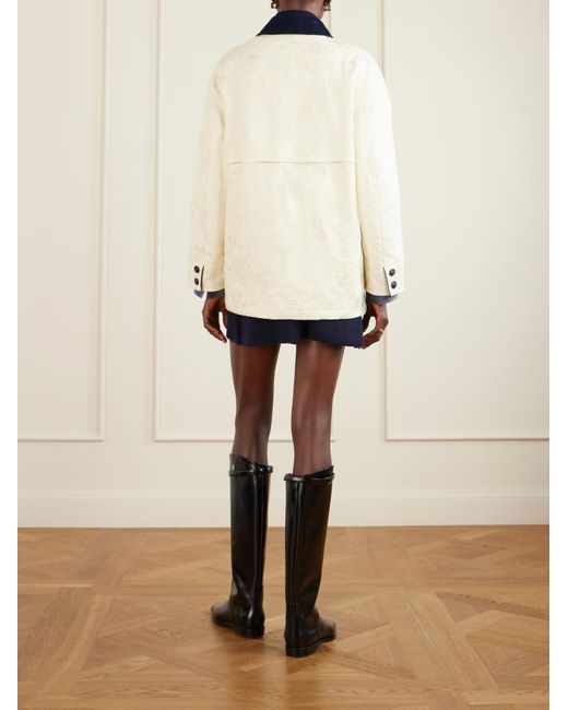 LaDoubleJ White Floral Jacquard Casual Jacket