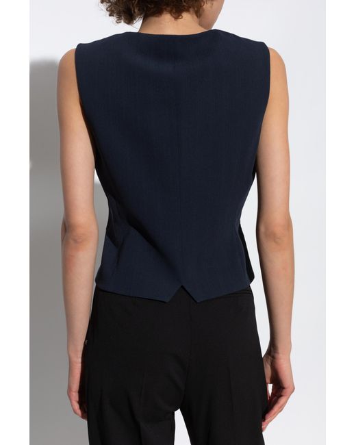 Theory Blue Striped Admiral Crepe Slim Vest