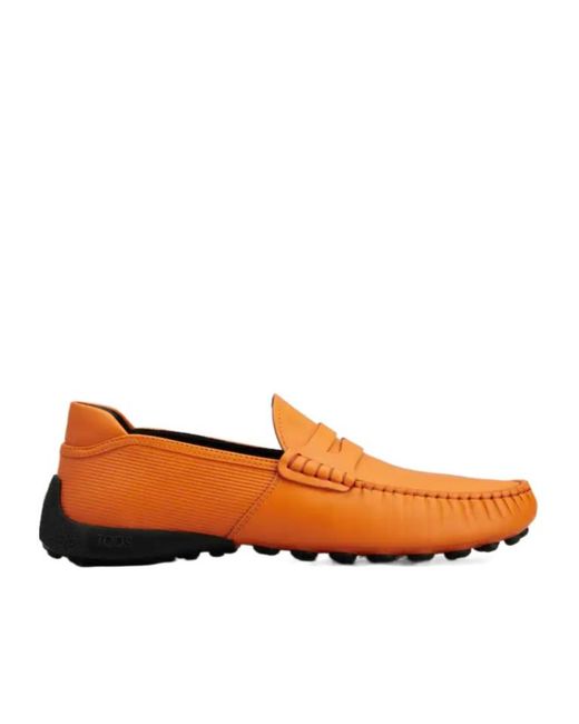 Tod's Orange Round-Toe Loafers for men
