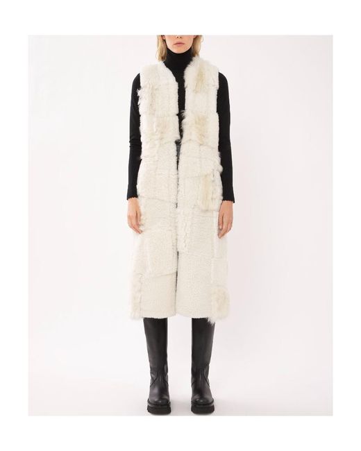Chloé White Shearling Patchwork Sleeveless Gilet