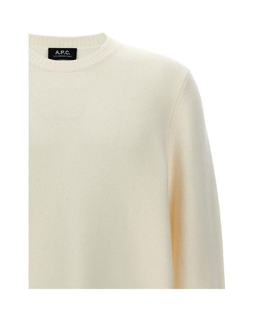 A.P.C. White Edward Logo Intarsia-Knit Crewneck Jumper for men