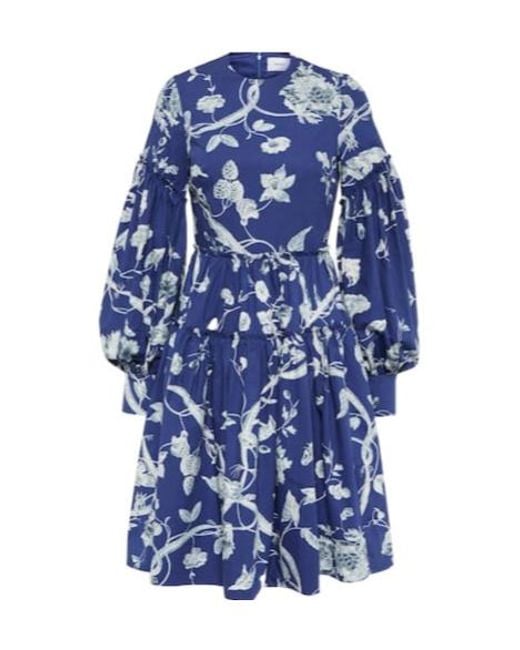 Erdem Blue Floral Poplin Minidress