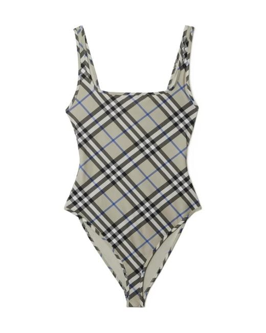 Burberry Gray Classics Check Swimsuit