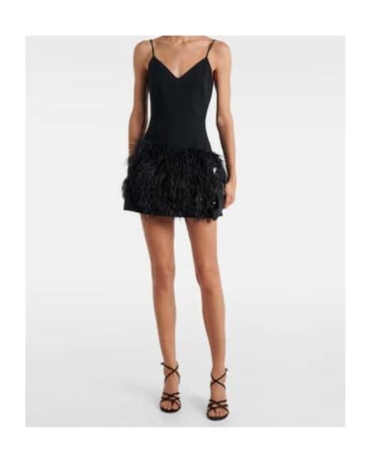 David Koma Black Feather-Trimmed Minidress