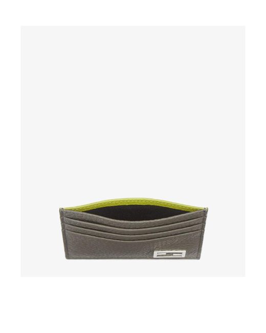 Fendi Gray Leather Card Holder for men